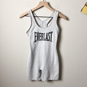 vintage 80s 90s everlast gray logo gym sporty leotard bodysuit